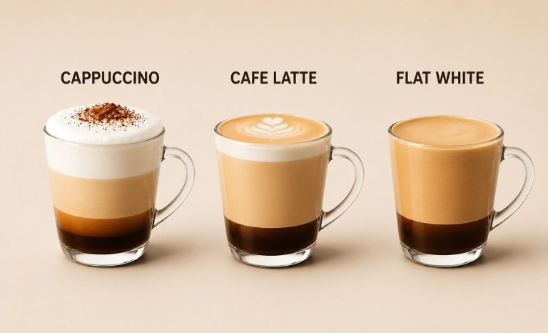Cappuccino vs Cafe Latte vs Flat White: Differences, Ratios, Taste & Milk